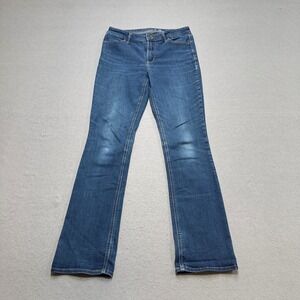 Old Navy Jeans Women's 8 Tall Blue Dark Wash Kicker Bootcut Mid Rise Stretch